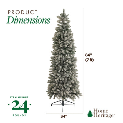 Home Heritage 7' Frosted Alpine Quick Set Flocked Christmas Lit Tree (Used) - VMInnovations