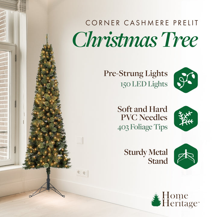 Home Heritage Cashmere 7 Ft Artificial Christmas Tree with LED Lights (Open Box)