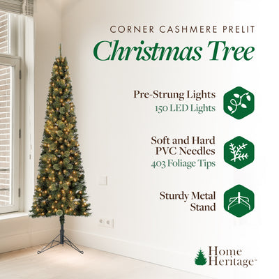 Home Heritage Cashmere 7 Ft Artificial Christmas Tree with LED Lights (Open Box)