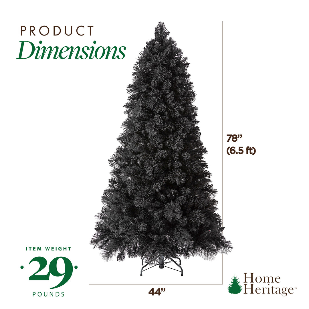 6.5' Prelit Snowdrift Flocked Christmas Tree 500 Clear LEDs, Black (Used)