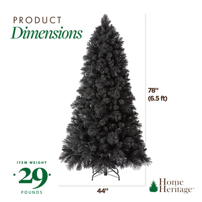 Home Heritage 6.5 Ft Pre-Lit Artificial Christmas Holiday Tree, Black(For Parts)