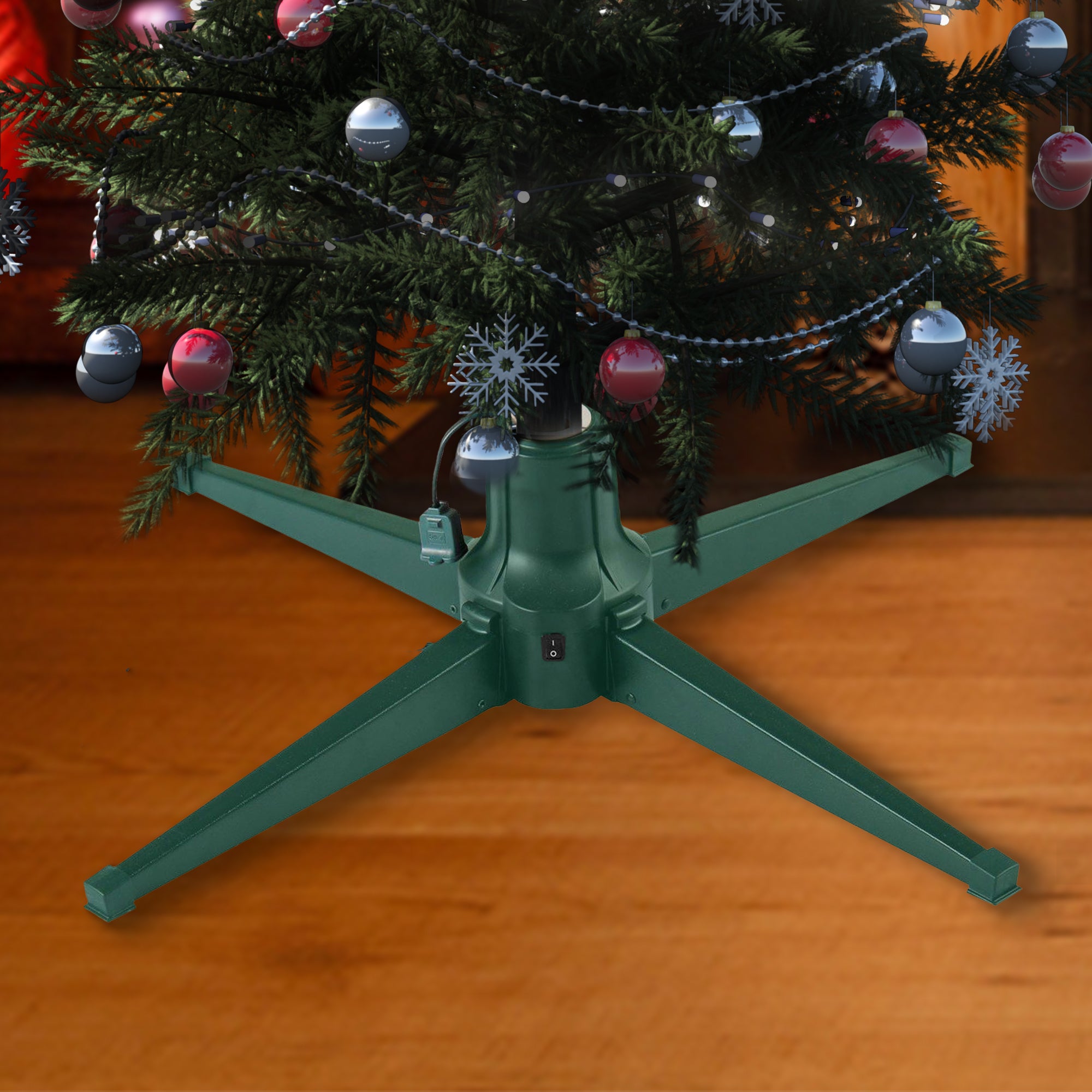 Home Heritage Metal Rotating and Powered Christmas Tree Stand (Open Box)