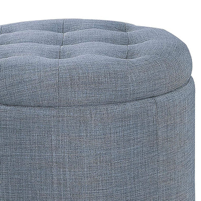 Homelegance Cleo Round Cushioned Lift Top Storage Ottoman Accent Seat, Blue