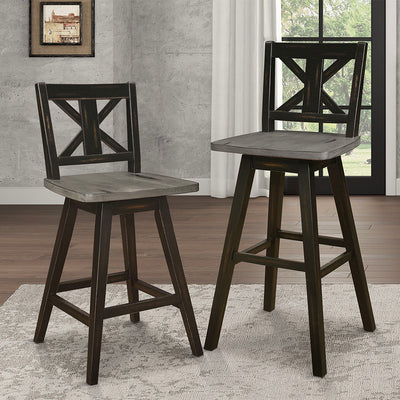 Homelegance Amsonia Decor Swivel Bar Counter Height Chair Stool, Black (2 Pack) - VMInnovations