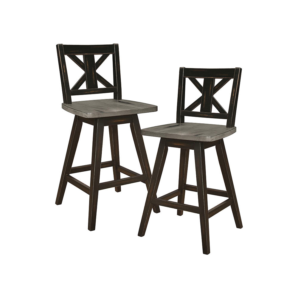Homelegance Amsonia Decor Swivel Bar Counter Height Chair Stool, Black (2 Pack) - VMInnovations