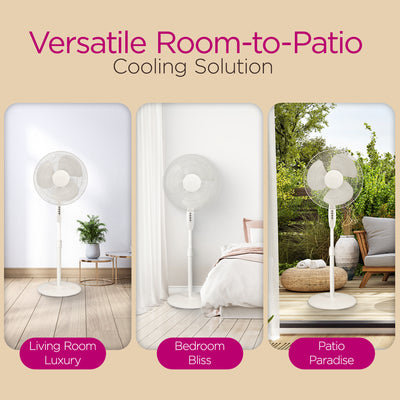 HomePoint 16" 3 Speed Tilt Head Oscillating Pedestal Standing Fan, White (Used) - VMInnovations