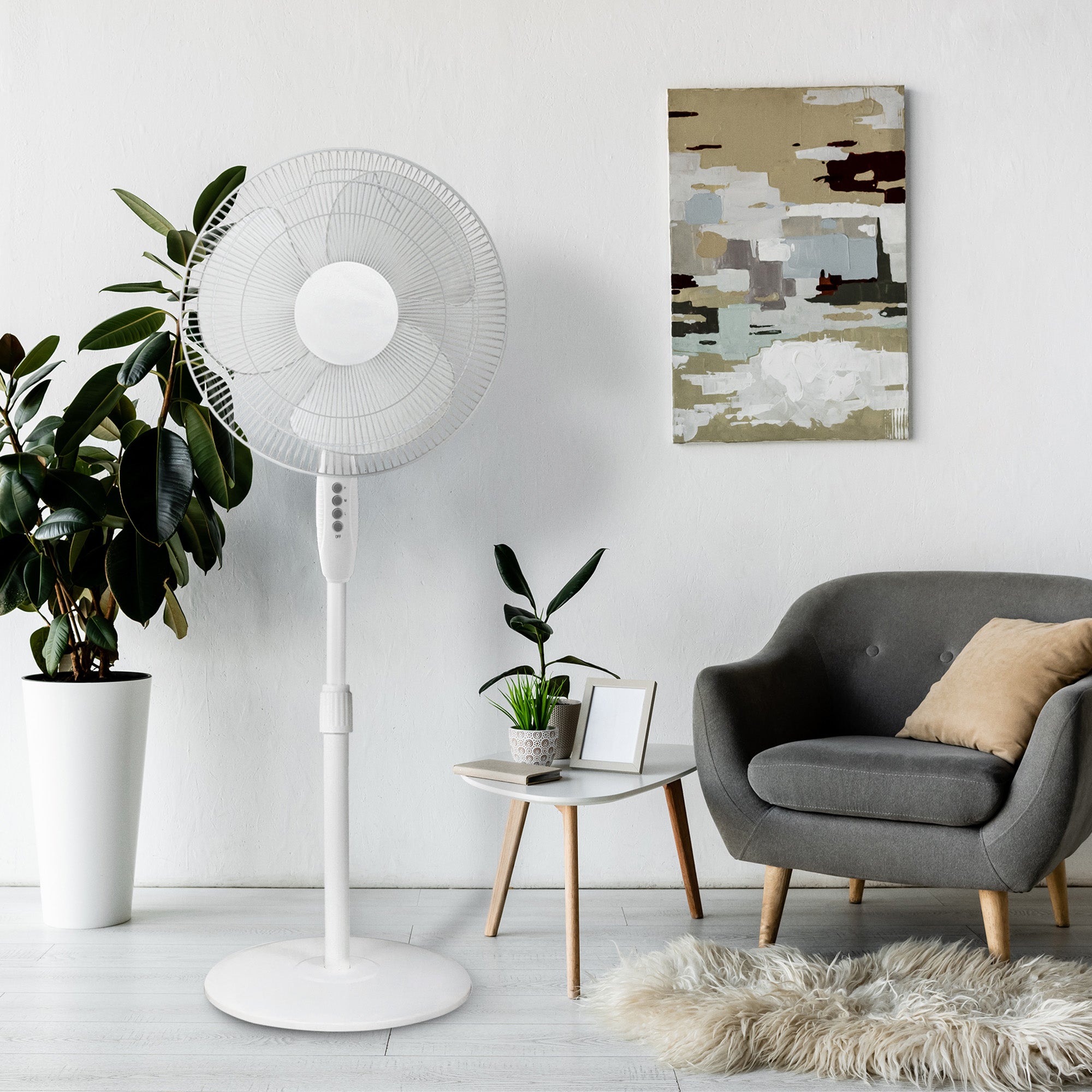 HomePoint 16" 3 Speed Tilt Head Oscillating Pedestal Standing Fan, White (Used) - VMInnovations