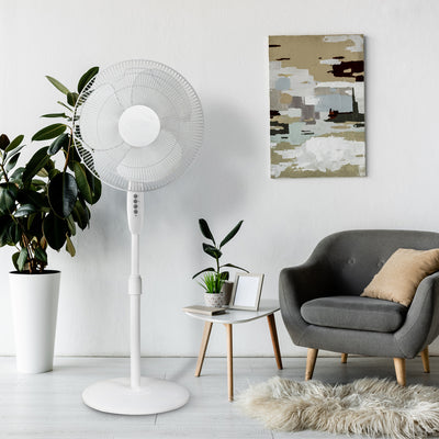 HomePoint 16" 3 Speed Tilt Head Oscillating Pedestal Standing Fan, White (Used) - VMInnovations