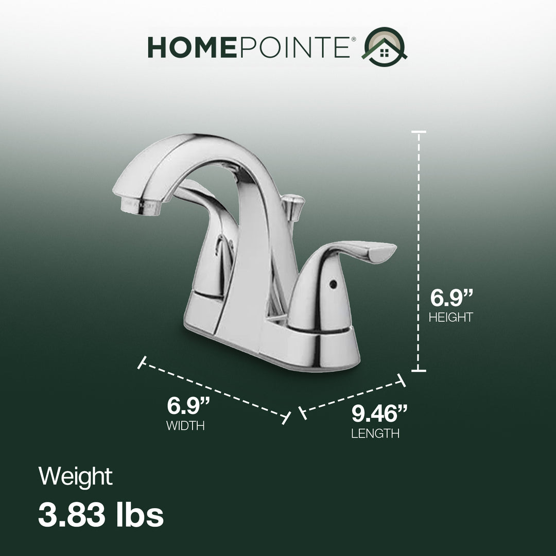 HomePointe 2 Lever Handle Faucet with Plastic Pop Up, Chrome Finish (Open Box)