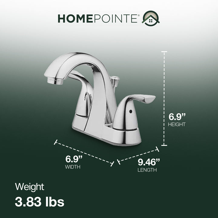 HomePointe 2 Lever Handle Faucet with Plastic Pop Up, Chrome Finish (Open Box)