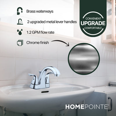HomePointe 2 Lever Handle Lavatory Faucet with Plastic Pop Up, Chrome Finish - VMInnovations