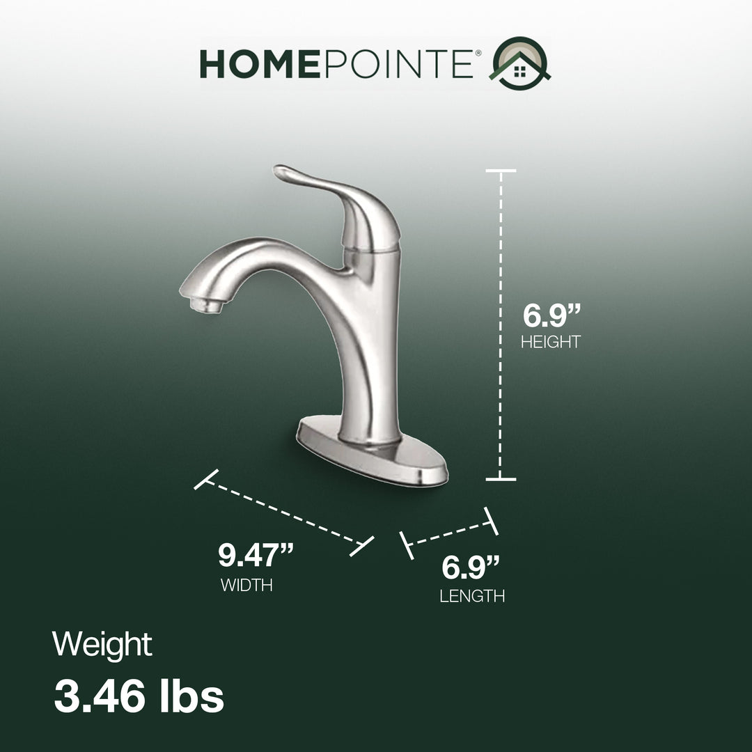 HomePointe Single Lever Bathroom Faucet with Plastic Pop-Up, Brushed Nickel