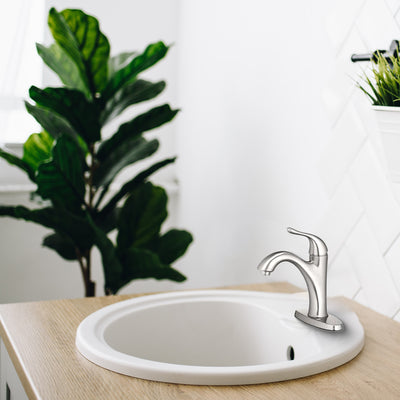 HomePointe Single Lever Bathroom Faucet with Plastic Pop-Up, Nickel (Open Box) - VMInnovations