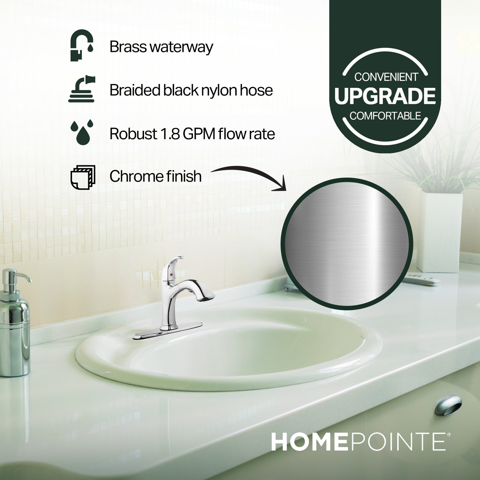 HomePointe Single Loop Handle Kitchen Faucet With Pull Out Spray, Chrome Finish - VMInnovations