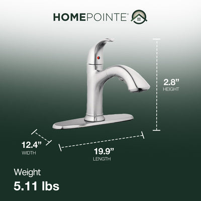 HomePointe Single Loop Handle Kitchen Faucet With Pull-Out Spray, Brushed Nickel - VMInnovations