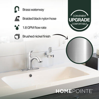 HomePointe Single Loop Handle Kitchen Faucet With Pull-Out Spray, Brushed Nickel - VMInnovations