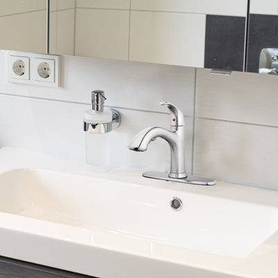 HomePointe Single Loop Handle Kitchen Faucet With Pull-Out Spray, Brushed Nickel - VMInnovations
