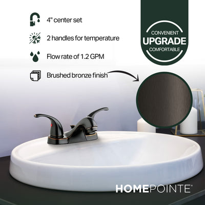 HomePointe Center Set Lavatory Faucet with 2 Zinc Lever Handles, Brushed Bronze - VMInnovations
