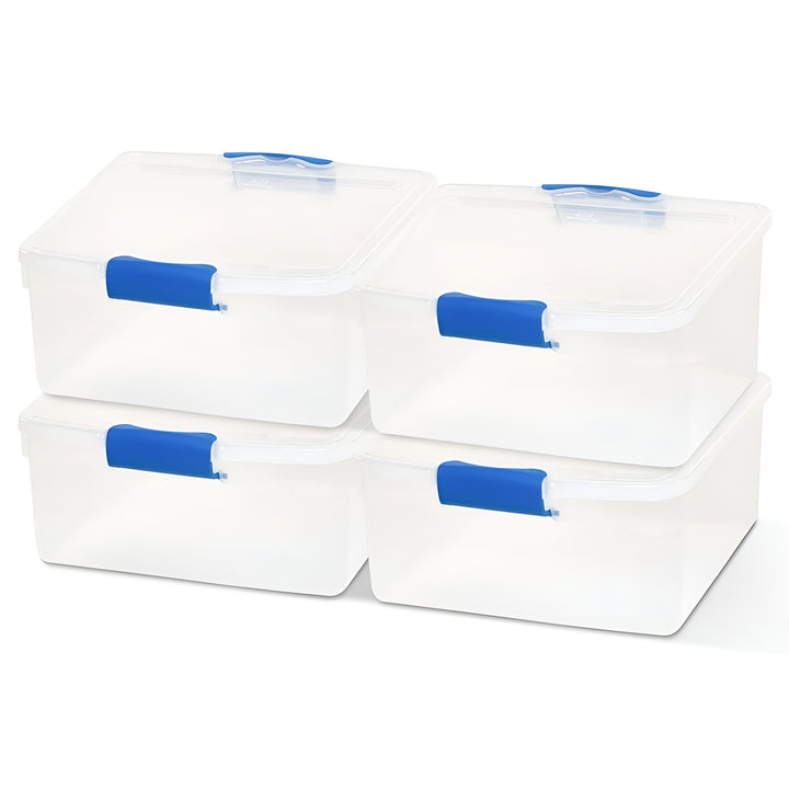 Homz 15.5 Quart Modular Stackable Storage Containers, Clear, 4 Pack (Open Box)