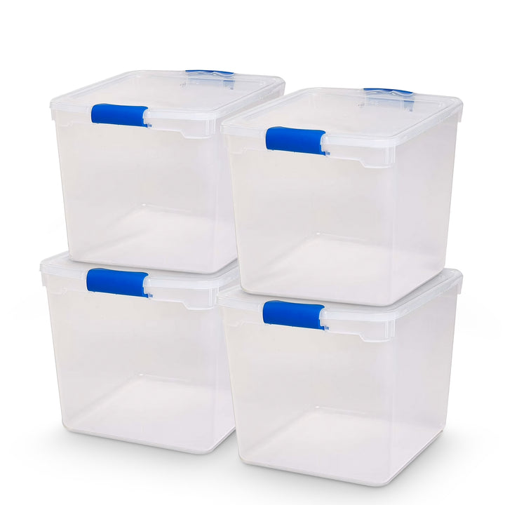 Homz 31 Qt Heavy Duty Clear Stackable Storage Containers, 4 Pack (Open Box)