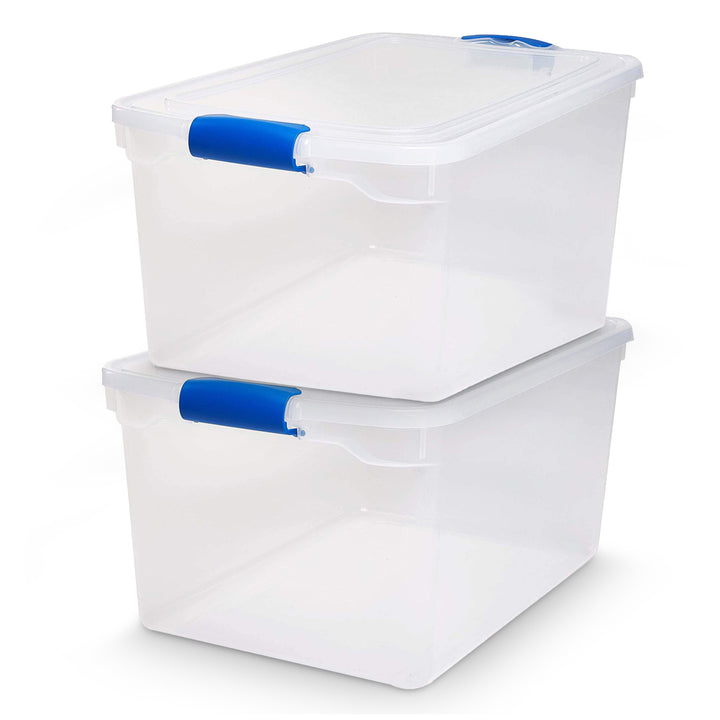 Homz 66 Qt Heavy Duty Modular Stackable Storage Containers, Clear, 2 Pc (Used)