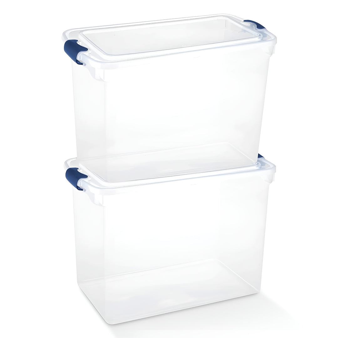 Homz 112 Quart Modular Stackable Storage Containers, Clear, 2 Pack (Open Box)