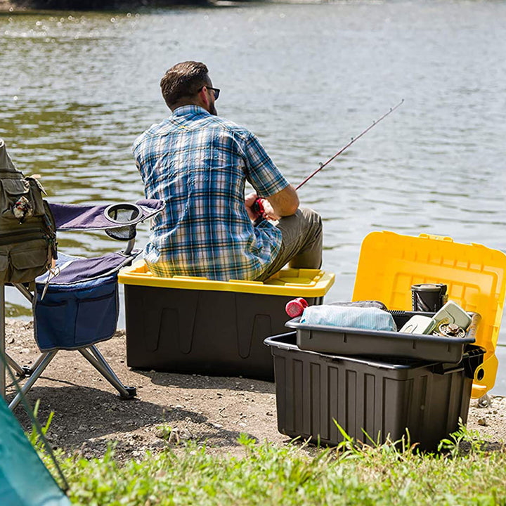 Durabilt Heavy Duty 27 Gal Plastic Organizer Storage Bin Tote (2 Pack)(Open Box)