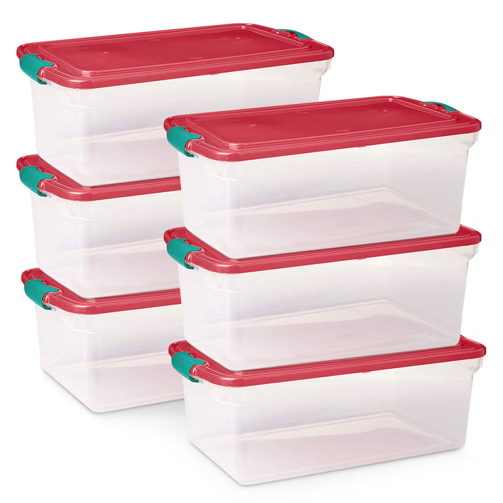 Homz 64 Qt Holiday Seasonal Decor Plastic Storage Bin with Latching Lid (Used)