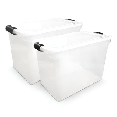 HOMZ 112 Quart Plastic Storage Container, Extra Large, Clear (2 Pack) (Used) - VMInnovations