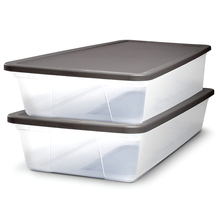 Homz 28 Quart Clear Organizer Storage Container Bin with Lid, (2 Pack) (Used)