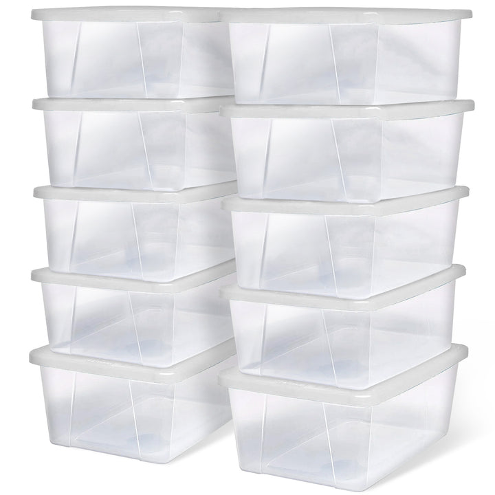 Homz 6 Qt Multipurpose Plastic Storage Containers with Latching Lid, (10 Pack)