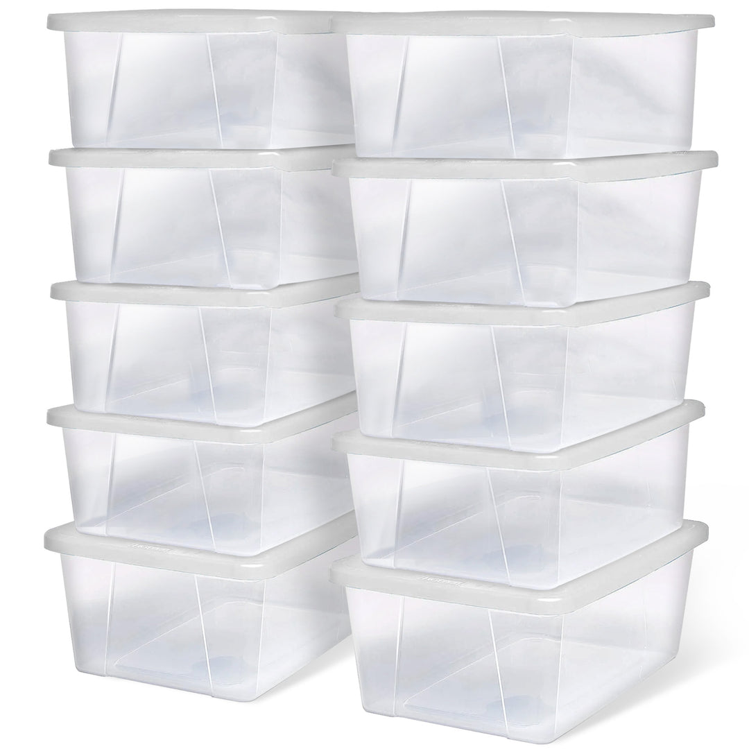 Homz 6 Qt Secure Latching Plastic Container Bin w/ Lid 10 Pack (Open Box)