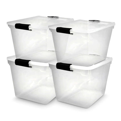 Homz  Large Clear Stackable Storage Container Bin, 31 Quart, 4 Count (Used) - VMInnovations