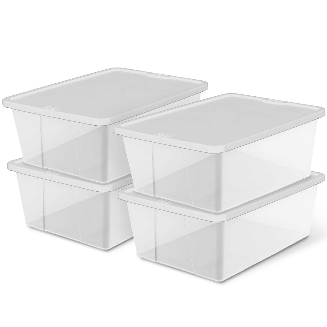 12 Qt Snaplock Clear Plastic Storage Container w/ Secure Lid, 4 Pack(Open Box)