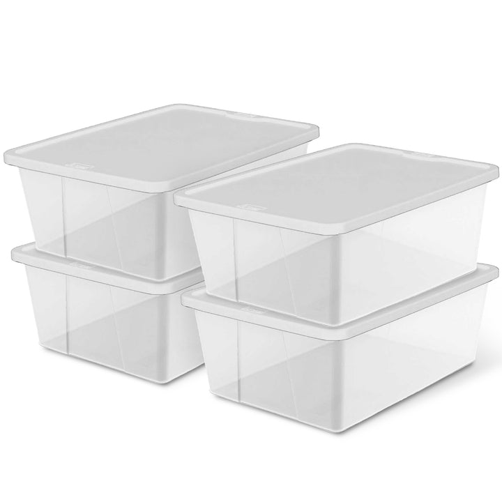 12 Qt Snaplock Clear Plastic Storage Container w/ Secure Lid, 4 Pack(Open Box)