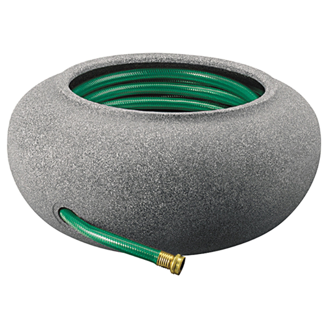 HC Companies 21 Inch Decorative Garden Water Hose Storage Pot, Granite (2 Pack)