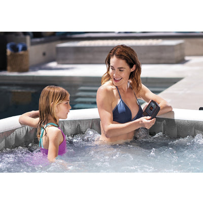 Intex Greywood Deluxe 4 Person Inflatable Hot Tub Bubble Jet Spa, Grey(Open Box) - VMInnovations