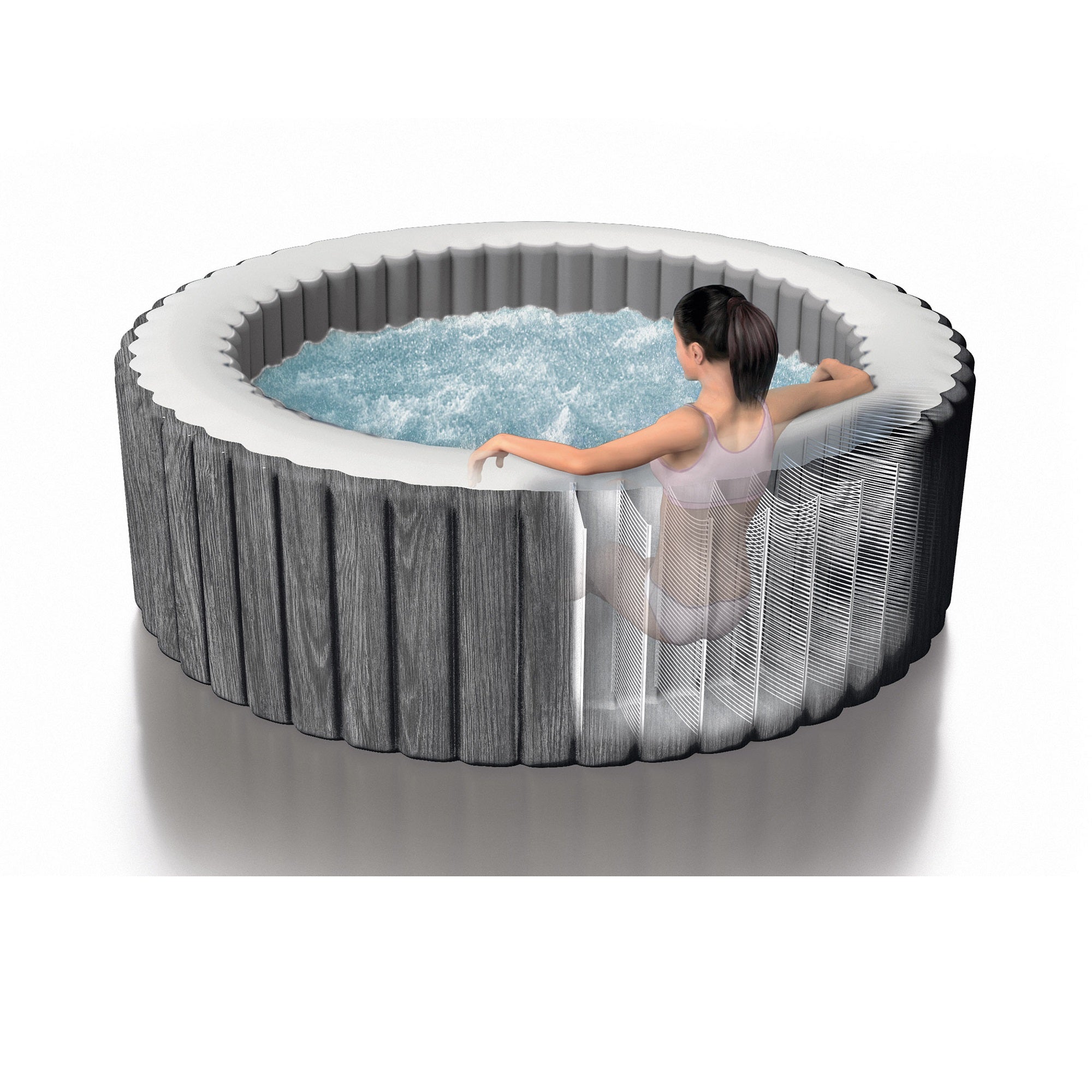 Intex Greywood Deluxe 4 Person Inflatable Hot Tub Bubble Jet Spa, Grey(Open Box) - VMInnovations