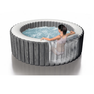 Intex Greywood Deluxe 4 Person Inflatable Hot Tub Bubble Jet Spa, Grey(Open Box) - VMInnovations