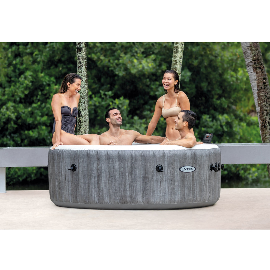 Intex Greywood Deluxe 4 Person Inflatable Hot Tub Bubble Jet Spa, Grey(Open Box)