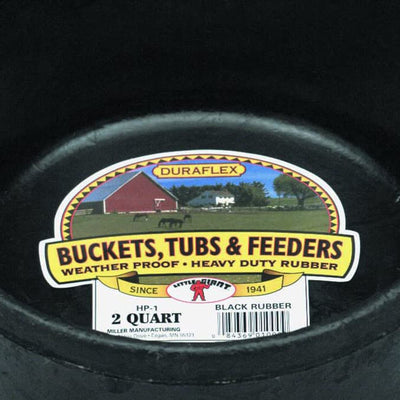 Little Giant Weatherproof 2 Quart Rubber Tub Feeder Pan Bowl, Black (Open Box)