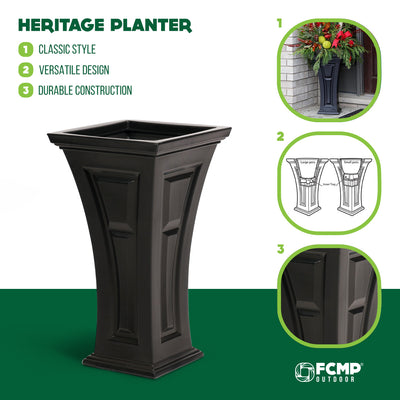 FCMP Outdoor Heritage Self Watering Garden Patio Planter Pot, 2 Pack (Used) - VMInnovations