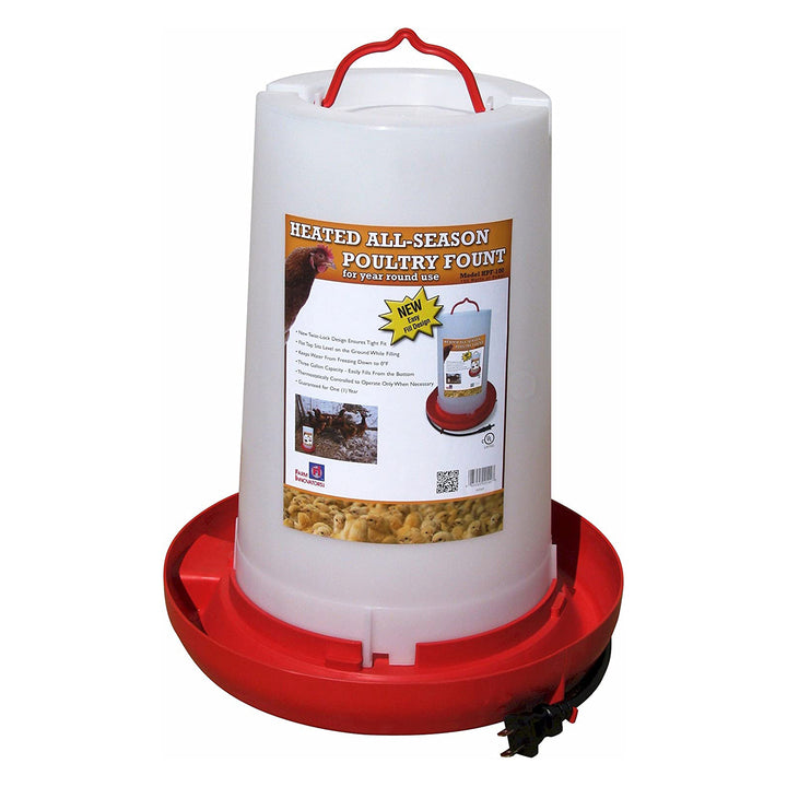 Farm Innovators Heated 3 Gal Plastic Hanging Poultry Water Fountain, Red (Used)