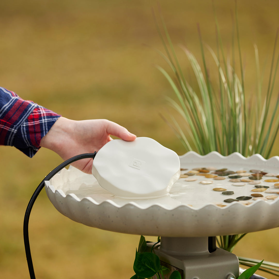 Farm Innovators HR-75 Decorative Heated Rock Bird Bath De-Icer, 75 Watts, Beige