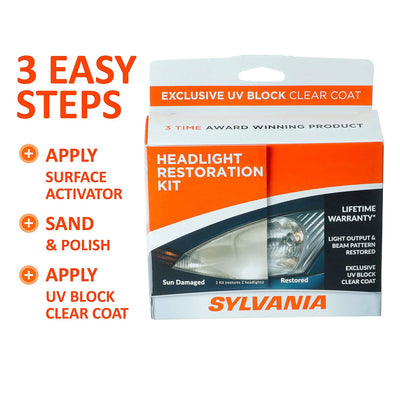 Sylvania HRK.BX Car Headlight Lens Restoration Kit Detailing Supplies (Open Box)