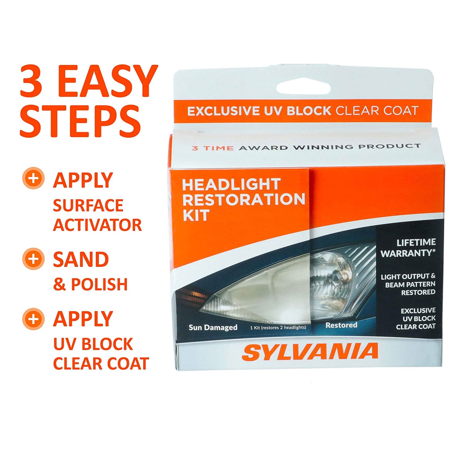 Sylvania HRK.BX Automotive Car Headlight Lens Restoration Kit Detailing Supplies (For Parts)
