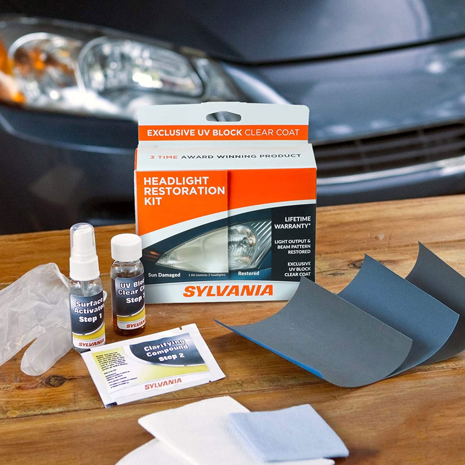 Sylvania HRK.BX Automotive Car Headlight Lens Restoration Kit Detailing Supplies (For Parts)