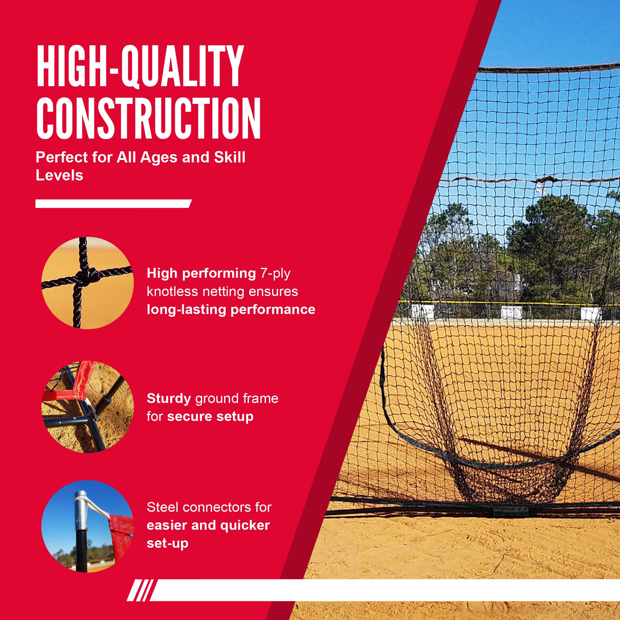 Hit Run Steal Heavy Duty Softball Baseball Net & Carrying Bag, Black (Used) - VMInnovations