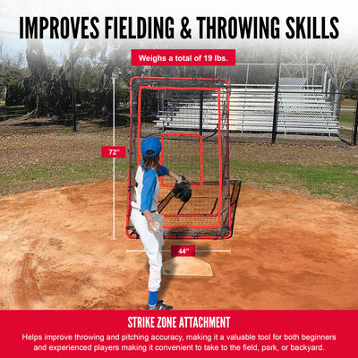 Hit Run Steal Baseball/Softball Pitchback Net w/ Adjustable Legs, Red (Open Box) - VMInnovations