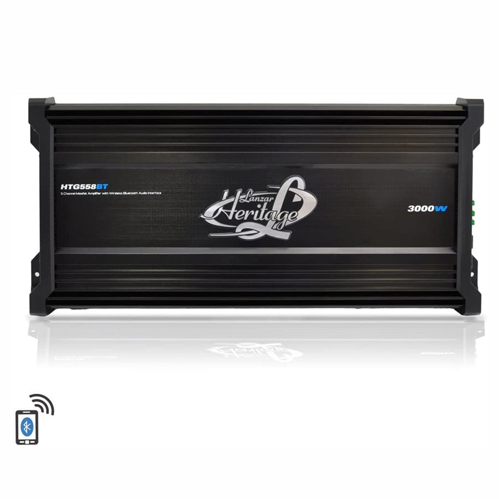 Lanzar HTG558BT 5 Channel 3000W Car Audio MOSFET Amplifier w/ Bluetooth (2 Pack) - VMInnovations